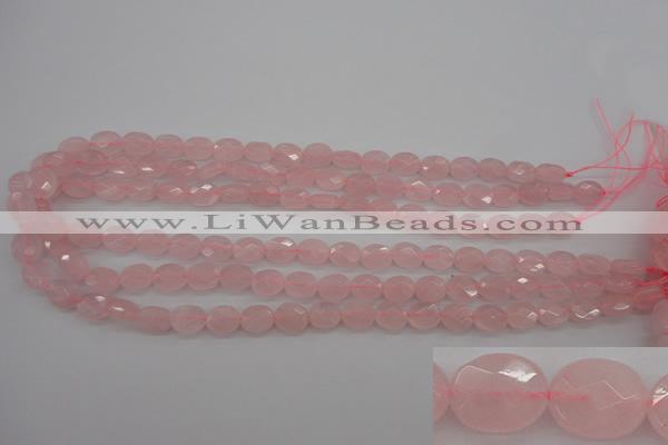 CRQ372 15.5 inches 8*10mm faceted oval rose quartz beads wholesale