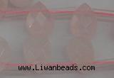 CRQ378 15.5 inches 8*12mm faceted briolette rose quartz beads