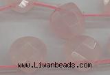 CRQ379 15.5 inches 10*10mm faceted briolette rose quartz beads