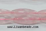 CRQ40 15.5 inches 10*30mm faceted rice natural rose quartz beads