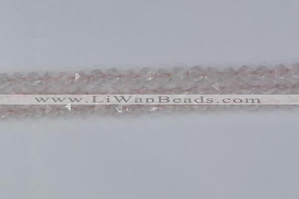 CRQ401 15.5 inches 6mm faceted nuggets rose quartz beads