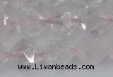 CRQ403 15.5 inches 10mm faceted nuggets rose quartz beads