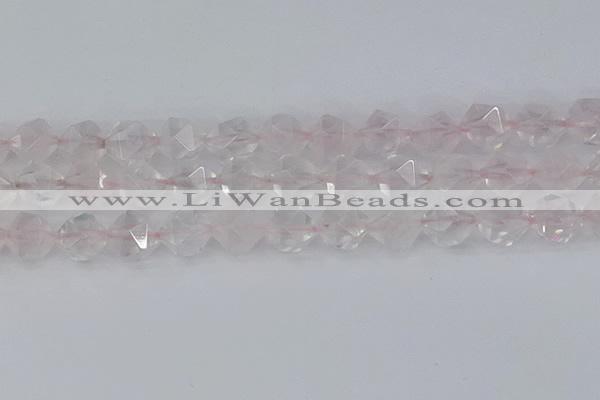 CRQ404 15.5 inches 12mm faceted nuggets rose quartz beads