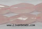 CRQ41 15.5 inches 14*32mm faceted rice natural rose quartz beads