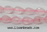 CRQ42 15.5 inches 8*12mm faceted teardrop natural rose quartz beads