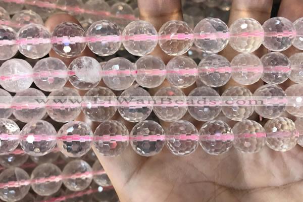 CRQ447 15.5 inches 12mm faceted round rose quartz beads