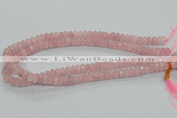 CRQ48 15.5 inches 6*10mm faceted rondelle natural rose quartz beads