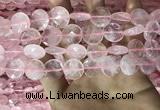 CRQ553 15.5 inches 14mm faceted coin rose quartz beads wholesale