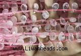 CRQ559 Top drilled 8*12mm faceted briolette rose quartz beads