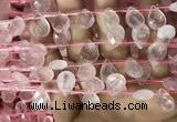 CRQ560 Top drilled 10*14mm faceted briolette rose quartz beads