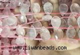 CRQ563 Top drilled 13*18mm faceted briolette rose quartz beads