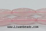 CRQ57 15.5 inches 10*30mm rice natural rose quartz beads wholesale