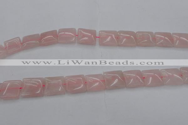 CRQ625 15.5 inches 18*18mm square rose quartz beads wholesale