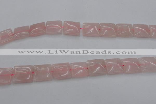 CRQ626 15.5 inches 20*20mm square rose quartz beads wholesale