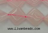 CRQ638 15.5 inches 14*14mm diamond rose quartz beads wholesale