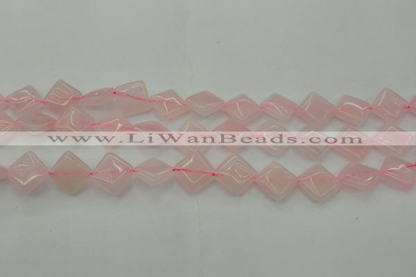 CRQ638 15.5 inches 14*14mm diamond rose quartz beads wholesale