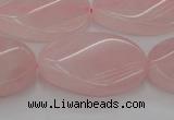 CRQ645 15.5 inches 18*25mm twisted oval rose quartz beads