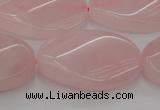 CRQ646 15.5 inches 20*30mm twisted oval rose quartz beads