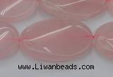 CRQ647 15.5 inches 25*35mm twisted oval rose quartz beads