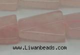 CRQ650 15.5 inches 18*25mm twisted rectangle rose quartz beads