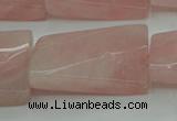 CRQ651 15.5 inches 20*30mm twisted rectangle rose quartz beads