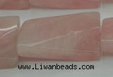 CRQ652 15.5 inches 25*35mm twisted rectangle rose quartz beads