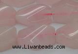 CRQ653 15.5 inches 15*20mm twisted hexagon rose quartz beads