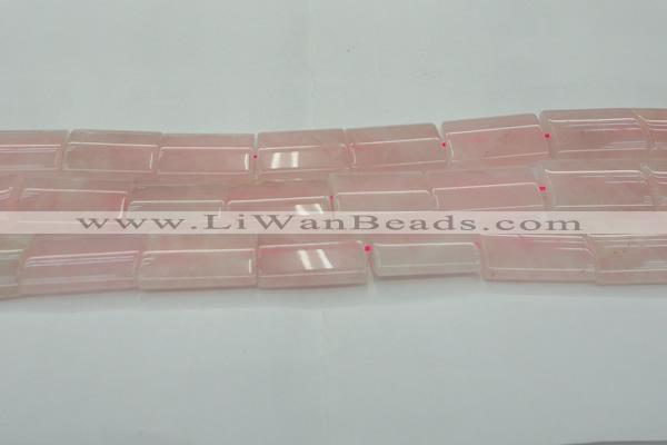 CRQ655 15.5 inches 22*30mm flat tube rose quartz beads