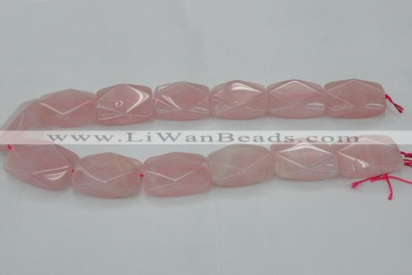 CRQ658 15.5 inches 22*30mm faceted rectangle rose quartz beads