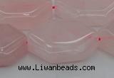 CRQ660 15.5 inches 22*30mm hexagon rose quartz beads