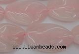 CRQ668 15.5 inches 22*30mm carved leaf rose quartz beads