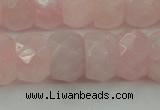 CRQ686 15.5 inches 8*14mm faceted rondelle rose quartz beads