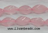 CRQ70 15.5 inches 8*16mm twisted rice natural rose quartz beads