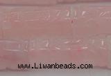 CRQ706 15.5 inches 14*31mm carved column rose quartz beads