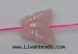 CRQ716 15.5 inches 25*30mm carved butterfly rose quartz beads