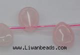 CRQ719 Top drilled 15*20mm flat teardrop rose quartz beads