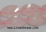 CRQ72 15.5 inches 12*24mm twisted rice natural rose quartz beads