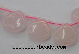 CRQ721 Top drilled 15*15mm flat teardrop rose quartz beads