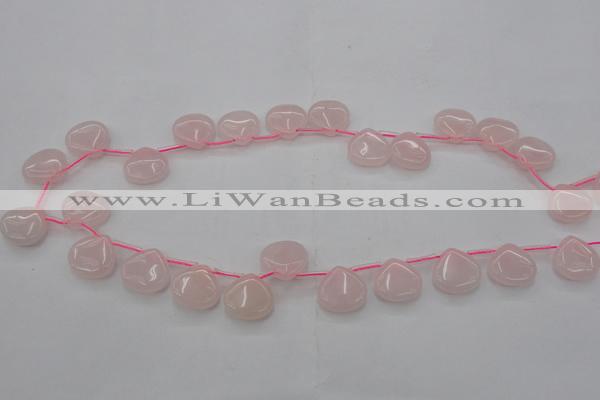 CRQ721 Top drilled 15*15mm flat teardrop rose quartz beads