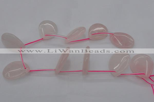 CRQ730 Top drilled 30*40mm flat teardrop rose quartz beads