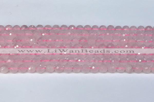 CRQ796 15.5 inches 6mm faceted round rose quartz gemstone beads