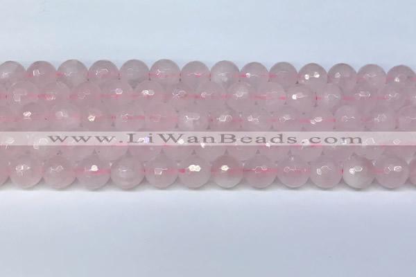 CRQ798 15.5 inches 10mm faceted round rose quartz gemstone beads