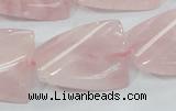 CRQ83 15.5 inches 20*30mm twisted rectangle natural rose quartz beads