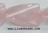 CRQ84 15.5 inches 30*40mm twisted rectangle natural rose quartz beads