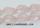 CRQ87 15.5 inches 12*18mm faceted teardrop natural rose quartz beads