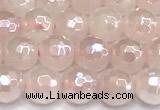 CRQ910 15 inches 6mm faceted round AB-color rose quartz beads