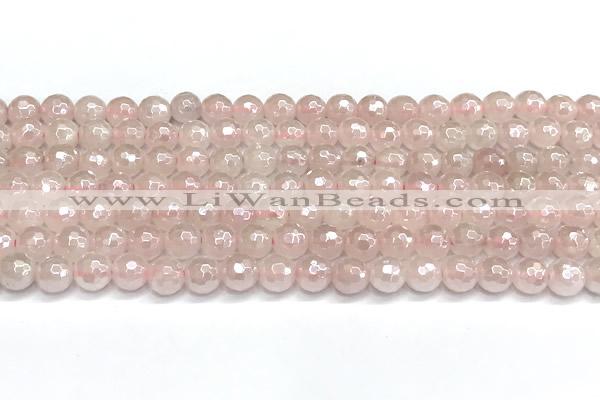 CRQ910 15 inches 6mm faceted round AB-color rose quartz beads