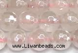 CRQ911 15 inches 8mm faceted round AB-color rose quartz beads