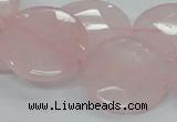 CRQ97 15.5 inches 25mm faceted flat round natural rose quartz beads