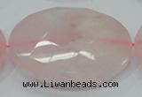 CRQ99 15.5 inches 50mm faceted flat round natural rose quartz beads